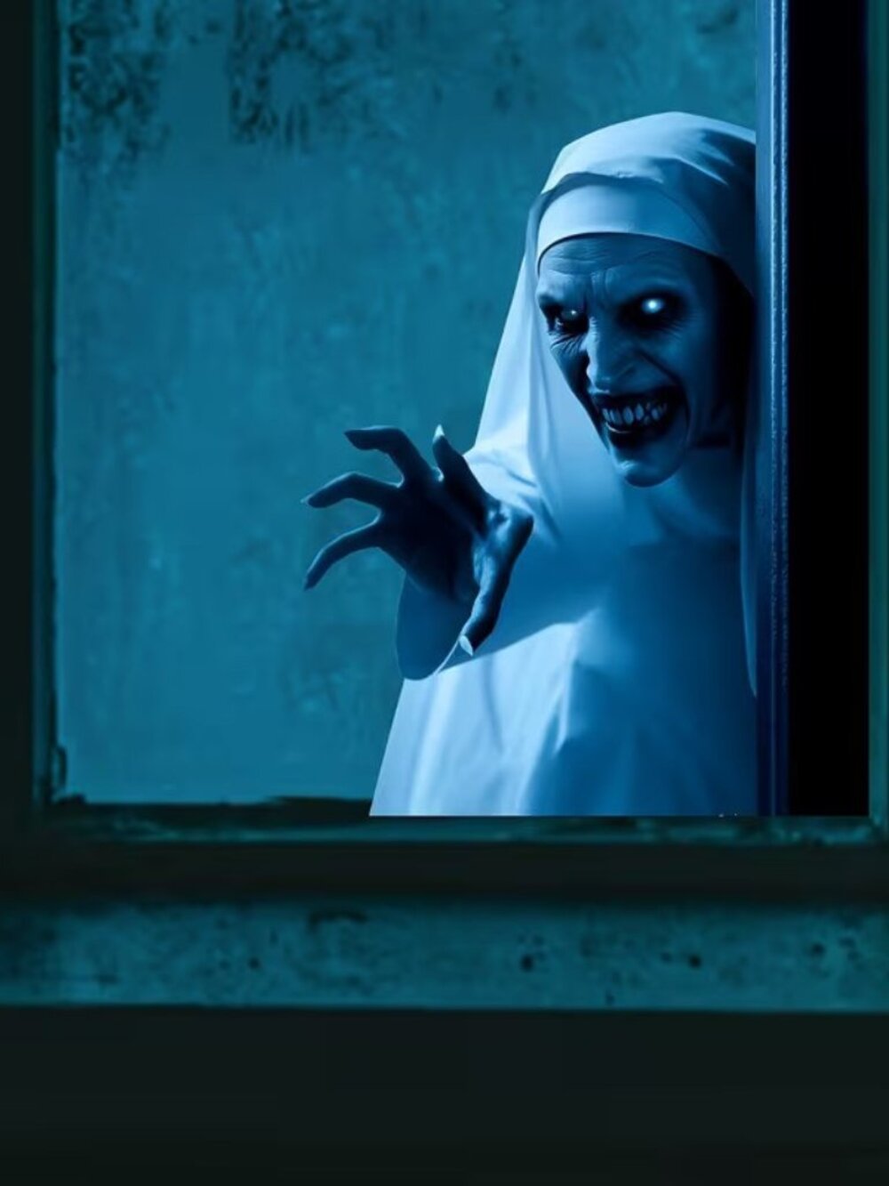 1pc Creative Horror Goth Halloween Scary Nun Window Cling